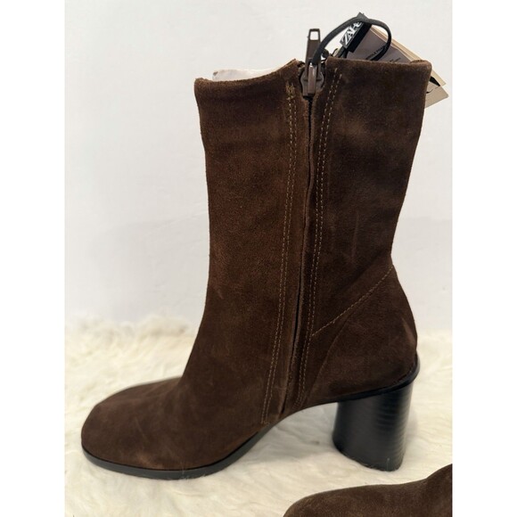 ZARA Women Split Suede Block Heeled Ankle Boots Brown US 7.5 EUR 38 1107/410 - Picture 10 of 15